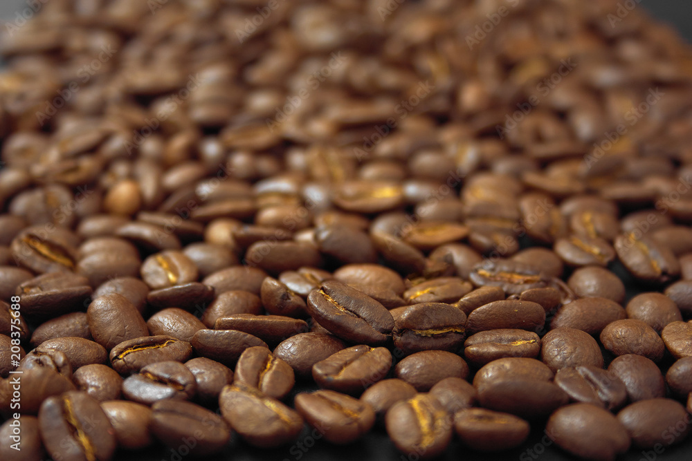 cereal coffee in bulk on a black background. cereal coffee in bulk on a black background.