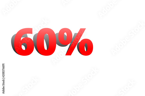 60% rote Prozentzahl mit Schatten auf weißem Hintergrund © Eigens