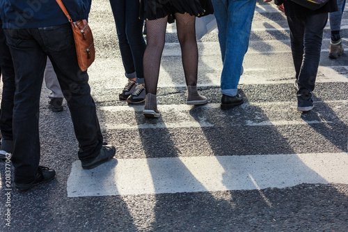 pedestrian crossing in modern city © terex