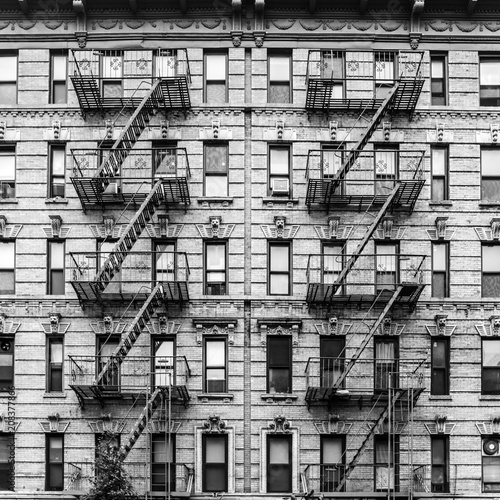 Valokuvatapetti A fire escape of an apartment building in New York city