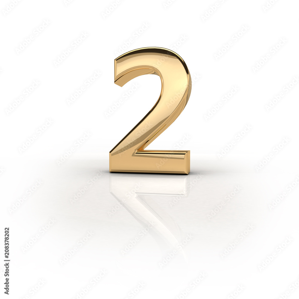 3d render (illustration) of gold metal character 2, two. Numbers, dates, letters, characters. Celebration. Happy birthday. 3d render (illustration) of gold metal character 2, two. Numbers, dates, letters, characters. Celebration. Happy birthday.