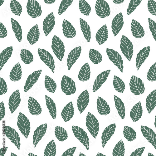 Hand drawn vector illustration of green leaves pattern.wallpaper.