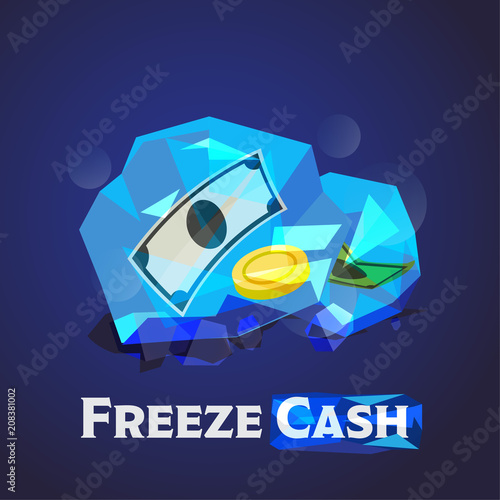 illustration of ice ball  with money inside - vector