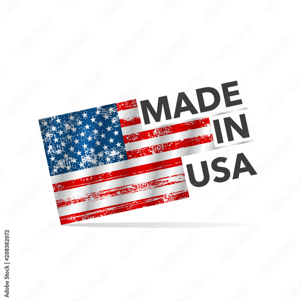 Illustration made in usa, flag on a white background Illustration made in usa, flag on a white background