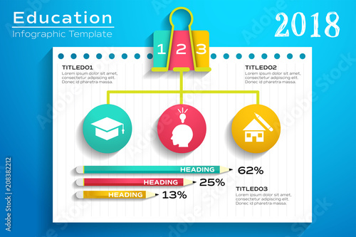 Education infographic template layout with school elements design vector