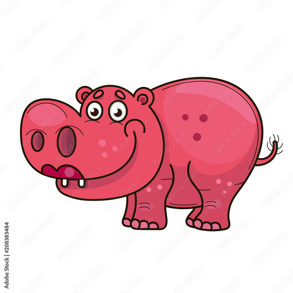 Cartoon cute baby hippo