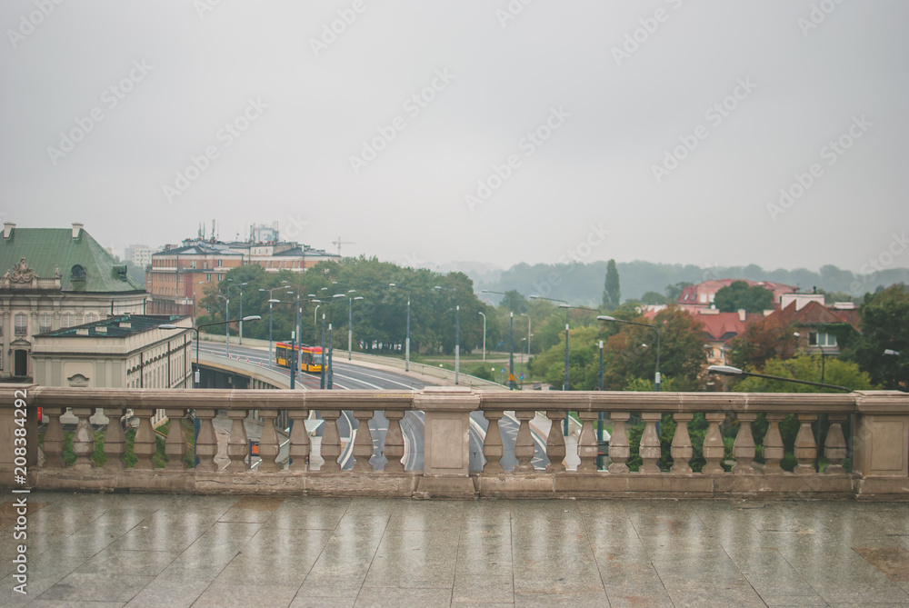 Naklejka premium Warsaw on early August morning. Central part of the city.