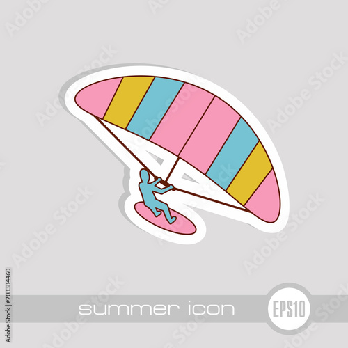 Kite boarding. Kite surfing icon. Summer. Vacation