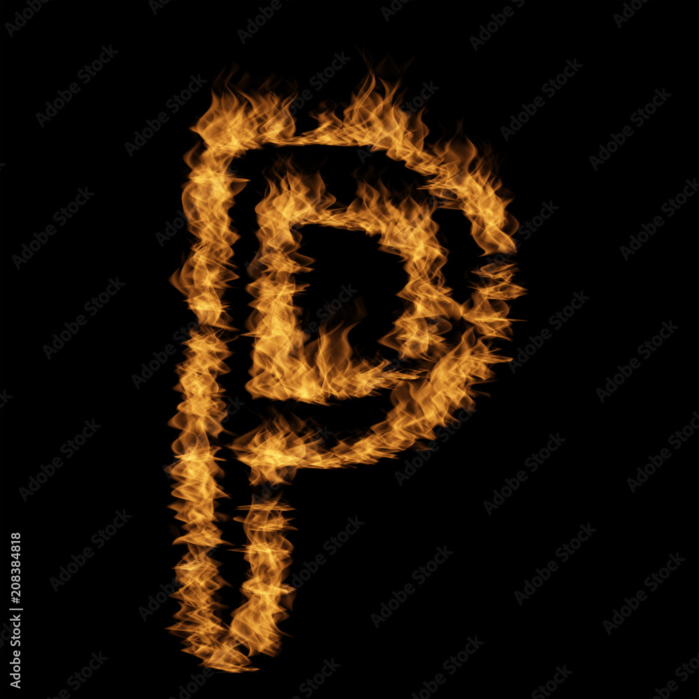 Hot fiery burning flame font made of blazing or raging orange yellow fire isolated on black background. 3D illustration of abstract grungy glowing hell or inferno danger concept energy design Hot fiery burning flame font made of blazing or raging orange yellow fire isolated on black background. 3D illustration of abstract grungy glowing hell or inferno danger concept energy design