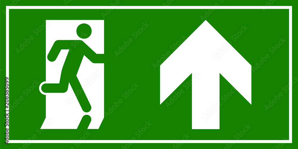 Emergency exit sign. Man running out fire exit Emergency exit sign. Man running out fire exit