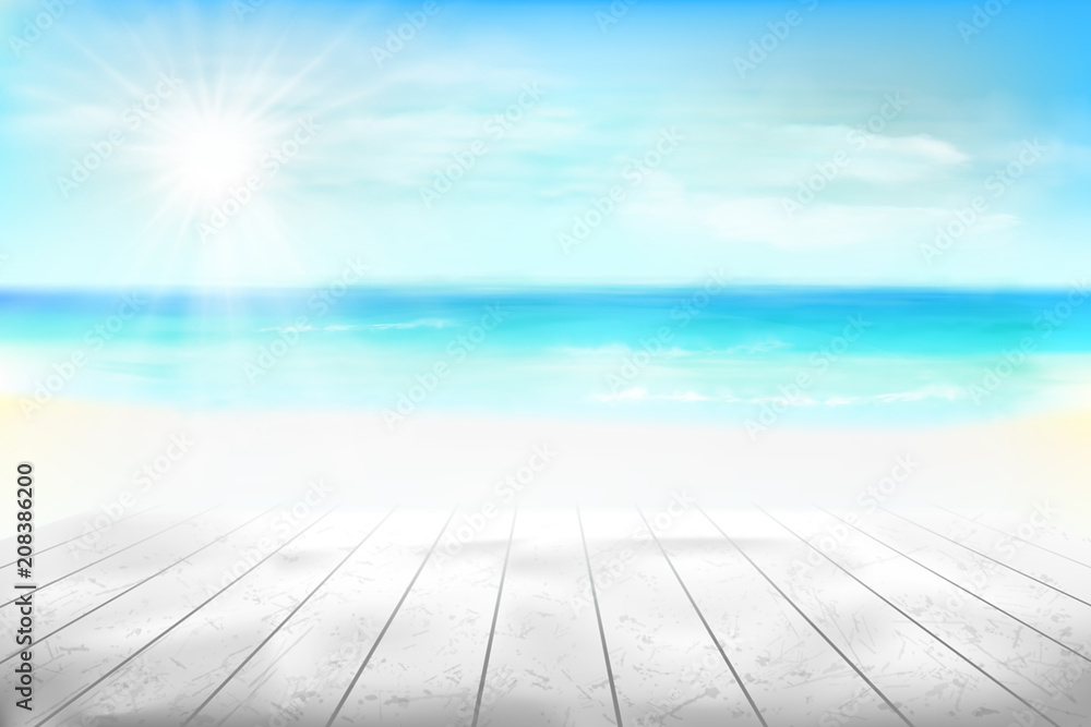 Abstract view of the beach. Vector Illustration.