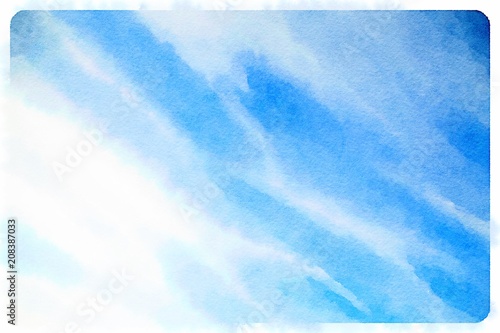 Watercolour blue sky with clouds