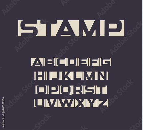 Applique font, negative space letters set, unusual uppercase bold alphabet for news feed and newspaper heading text. Modern typography, vector symbols collection, logo and monogram template.