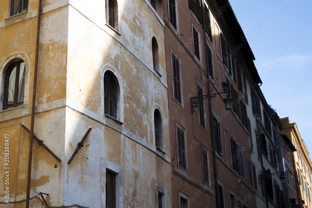 detail of a wall of an old buildings in Rome