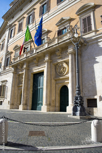 Photography main entrance of Montecitorio palace in rome
