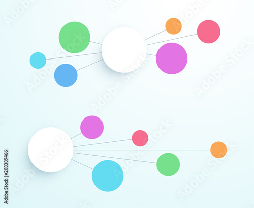 Abstract Vector Flat Horizontal Mind Map Infographic