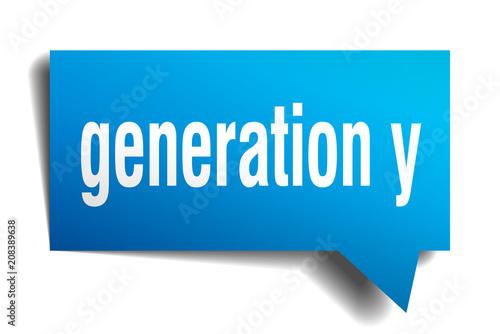 generation y blue 3d speech bubble