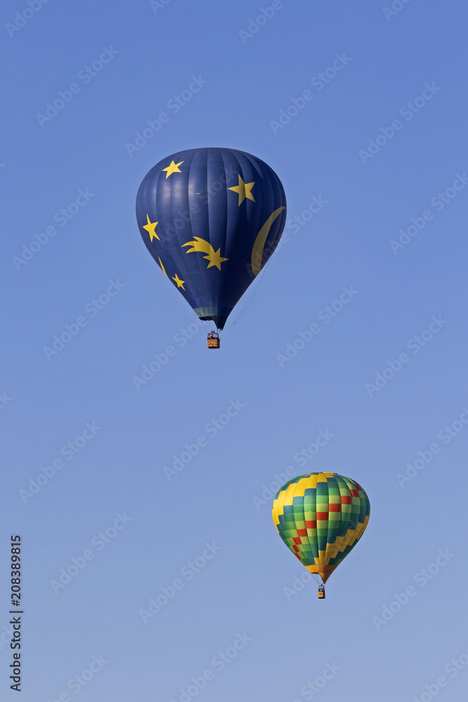 Hot air balloons float over California vineyards Hot air balloons float over California vineyards