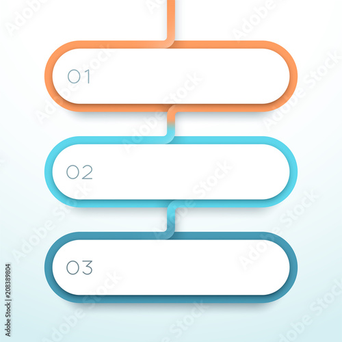 Vector 3 Step Colorful 3d Shapes List Infographic