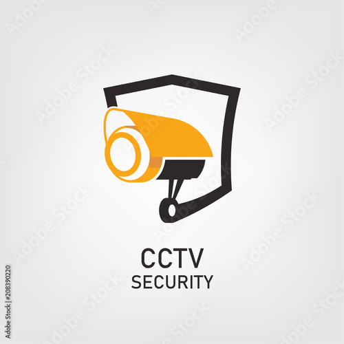 Vector logo design. Security icon with shield and cctv illustrations