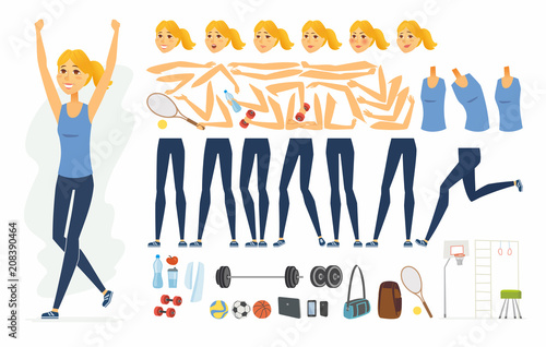 Sportswoman - vector cartoon people character constructor