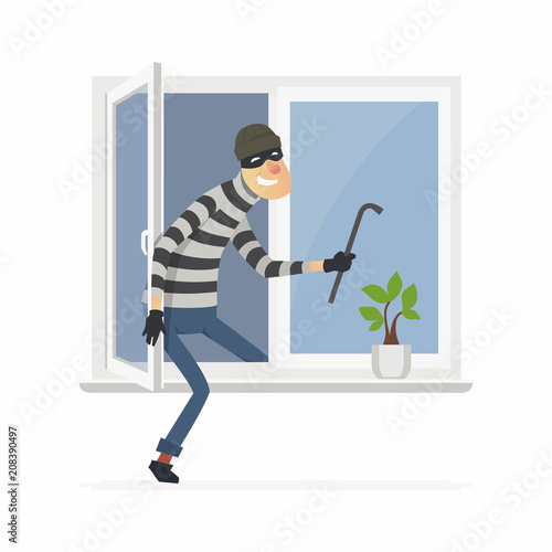 Burglar - cartoon people characters illustration