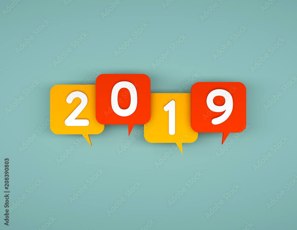 New Year 2019 Creative Design Concept - 3D Rendered Image New Year 2019 Creative Design Concept - 3D Rendered Image