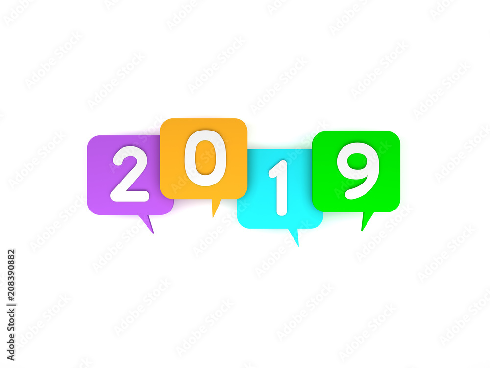 New Year 2019 Creative Design Concept - 3D Rendered Image New Year 2019 Creative Design Concept - 3D Rendered Image