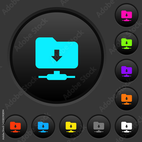 FTP navigate down dark push buttons with color icons