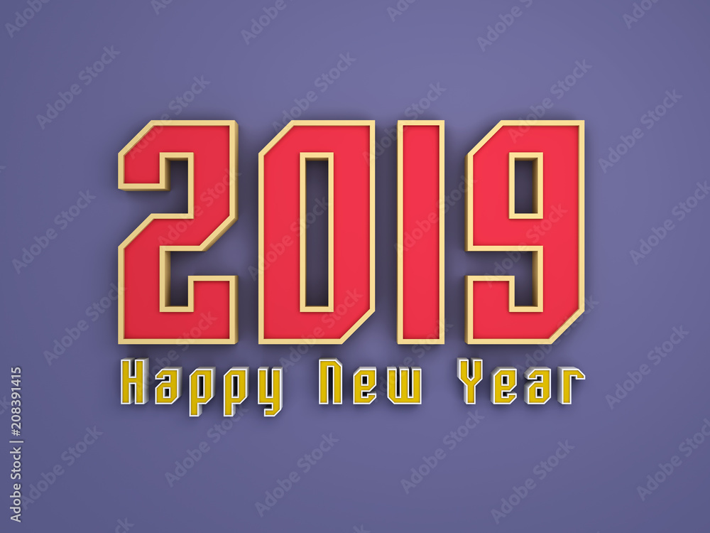 New Year 2019 Creative Design Concept - 3D Rendered Image New Year 2019 Creative Design Concept - 3D Rendered Image