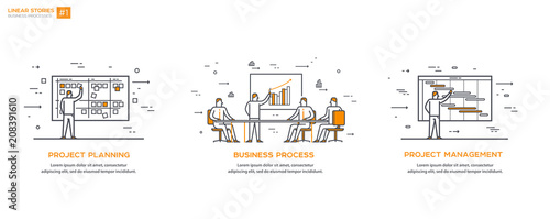 Linear Illustrations Set 01 Business processes