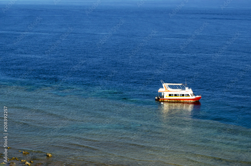 view of the ship in the red sea