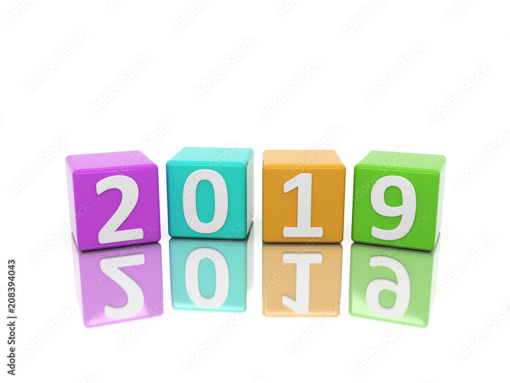 New Year 2019 Creative Design Concept - 3D Rendered Image New Year 2019 Creative Design Concept - 3D Rendered Image
