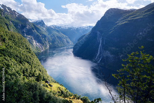 Geirangerfjord fjord and the Seven Sisters waterfall, Norway