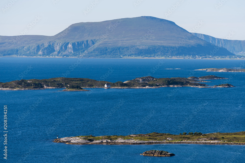 Summer landscape in Norway, view from the Aksla mountain in the city of Alesund