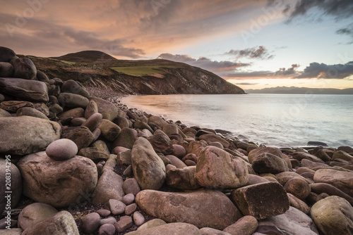 Storm beach at sunrise, Minard Bay, Dingle Peninsula, County Kerry, Munster, Republic of Ireland photo