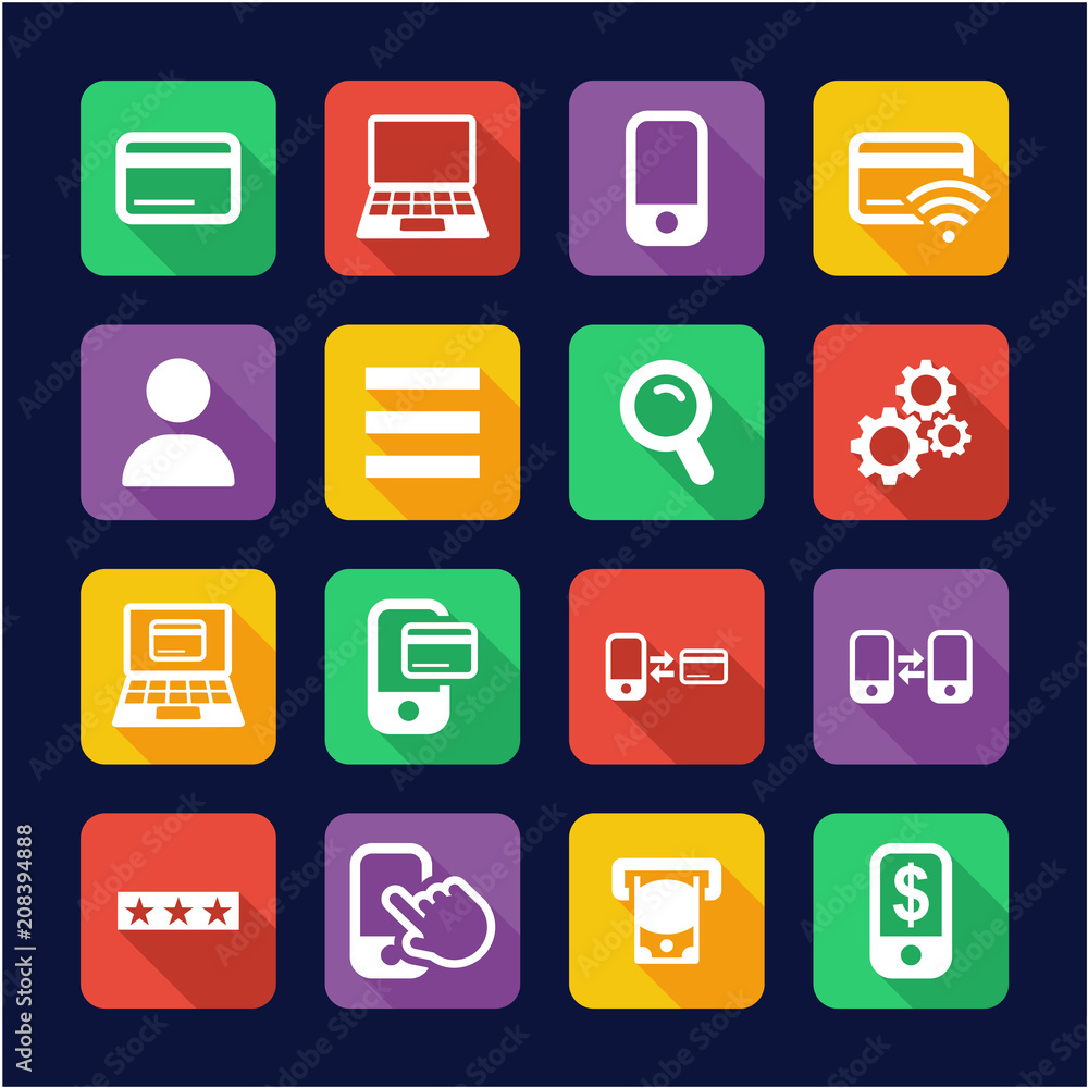 Mobile & Online Banking Icons Flat Design Mobile & Online Banking Icons Flat Design