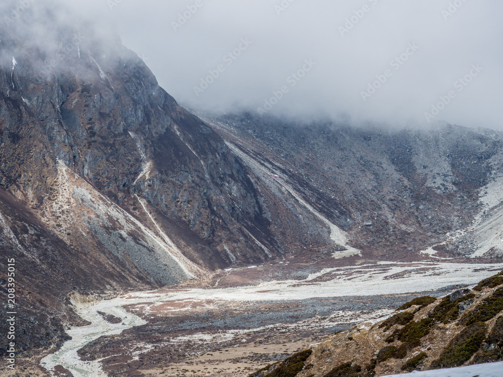 Himalaya mountain views on route to Everest Base Camp