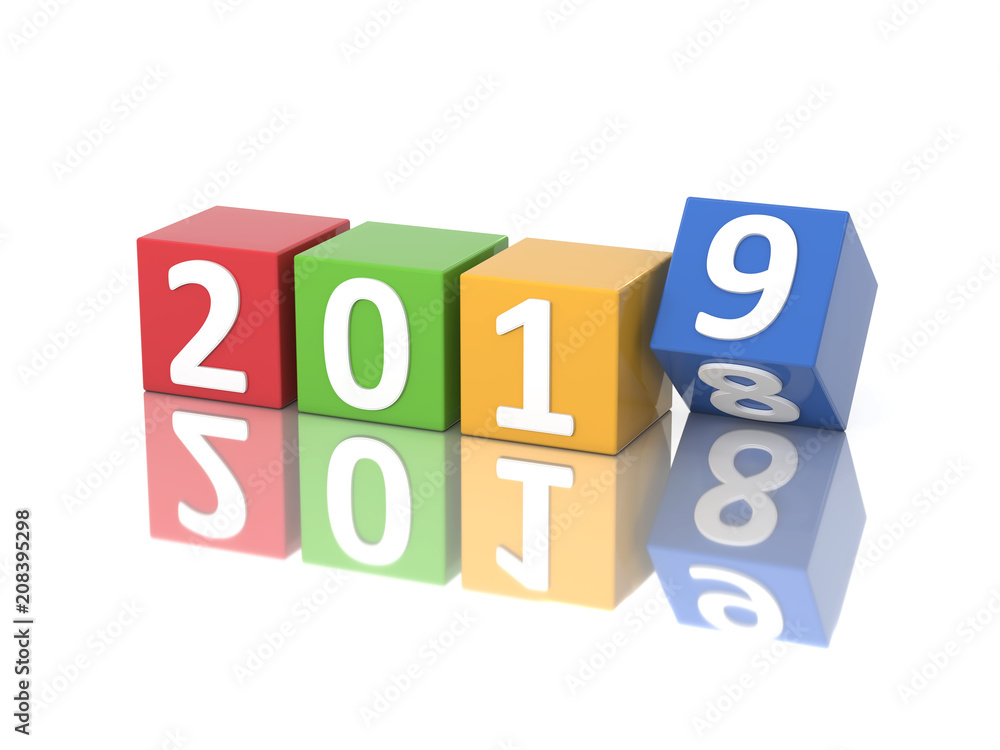 New Year 2019 Creative Design Concept - 3D Rendered Image New Year 2019 Creative Design Concept - 3D Rendered Image