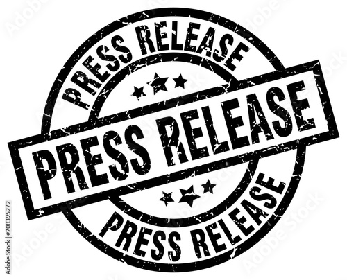 press release round grunge black stamp