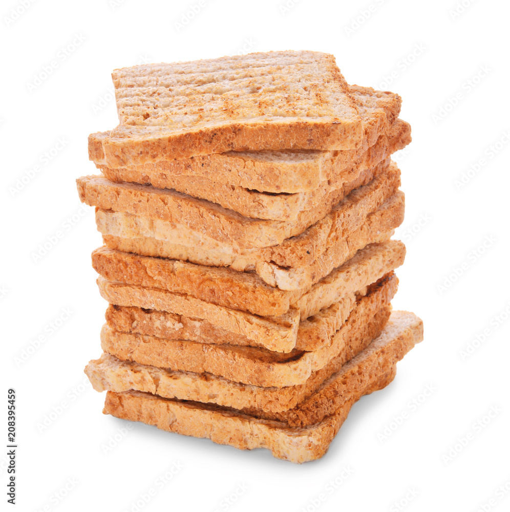 Tasty toasted bread on white background Tasty toasted bread on white background