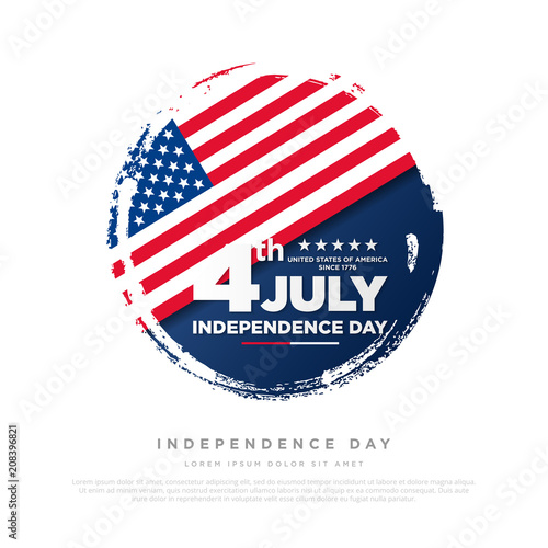 4th of July, United Stated independence day greeting. Fourth of July on white background design. Usable as greeting card, banner, flyer