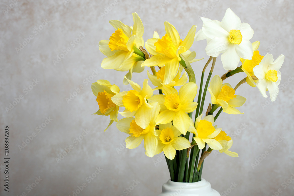 yellow daffodils in a white vase