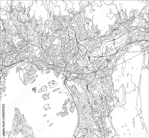 Photography vector map of the city of Oslo, Norway