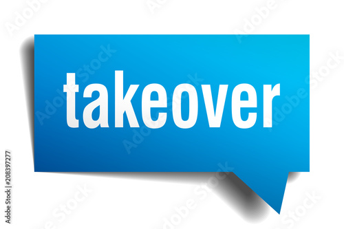 takeover blue 3d speech bubble