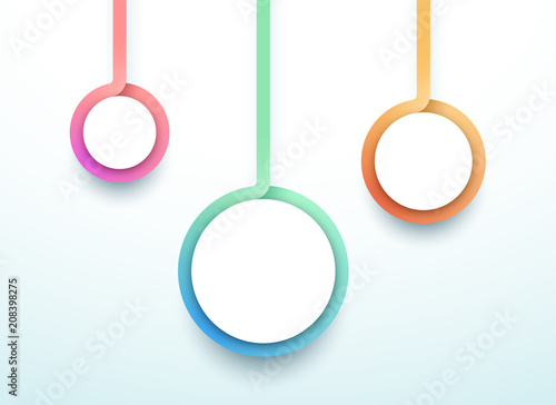 Abstract Vector 3d Colorful 3 Step Circles Infographic