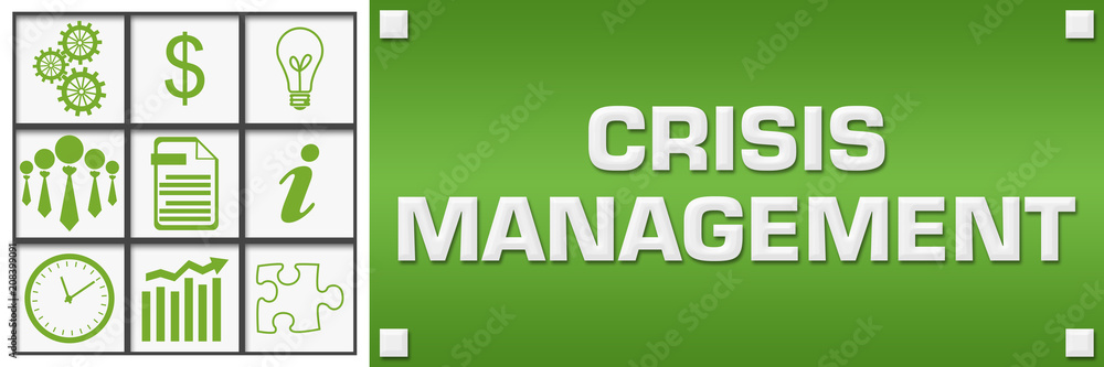 Crisis Management Green Business Symbols Grid Left Crisis Management Green Business Symbols Grid Left