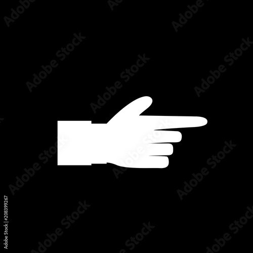 white hand with index finger pointing isolated on black background