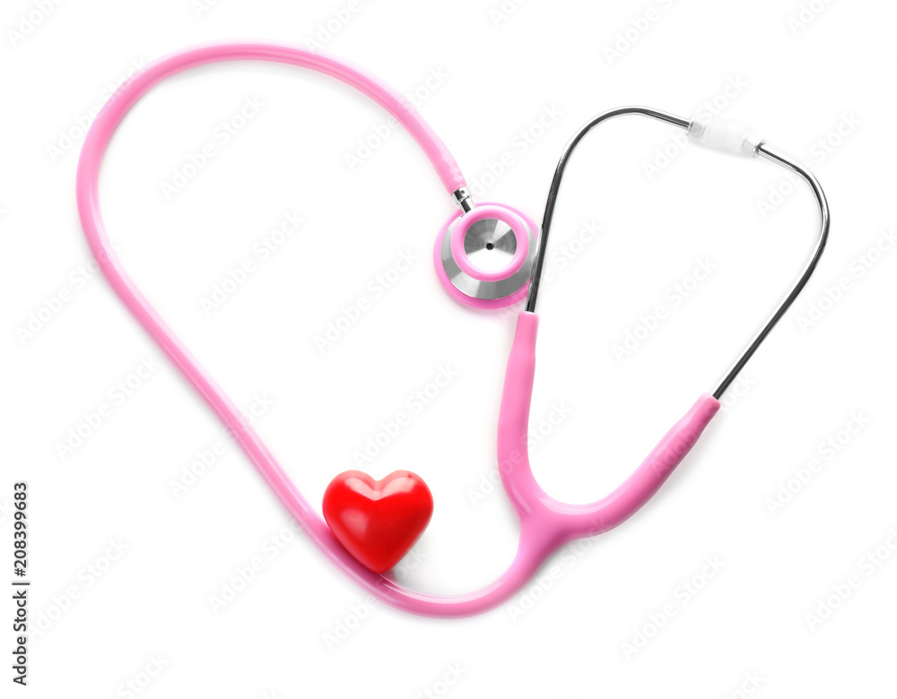 Medical stethoscope with heart on white background. Health care concept Medical stethoscope with heart on white background. Health care concept