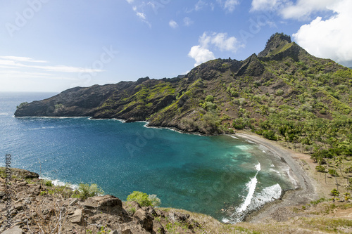 Fototapeta Naklejka Na Ścianę i Meble -  Landscape with Beach and mountains on Hiva Oa Island, Marquesas Archipelago, French Polynesia